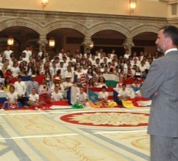 Su Alteza Real el Príncipe de Asturias durante la audiencia a los jóvenes expedicionarios de la "Ruta Quetzal BBVA 2013"